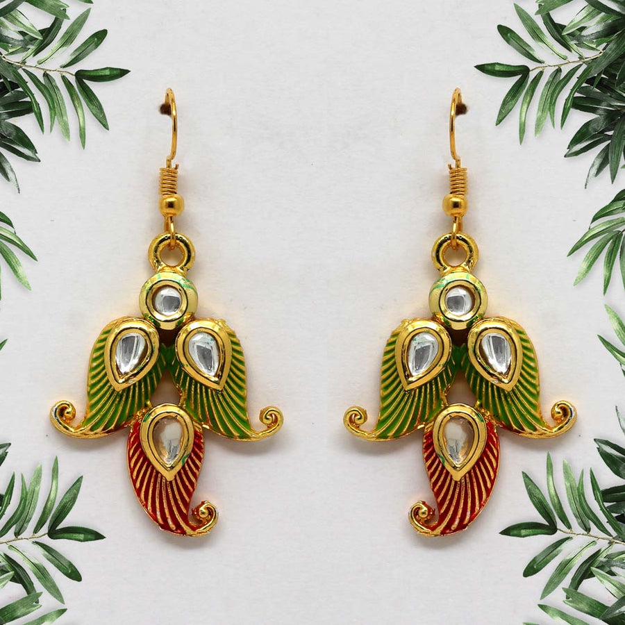 Maroon & Green Color Mint Meena Earrings (MNTE301MG)