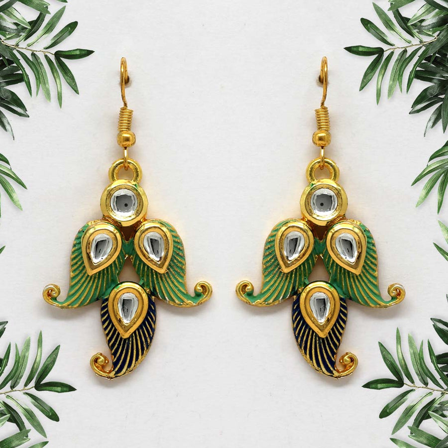 Rama Green Color Mint Meena Earrings (MNTE301RGRN)