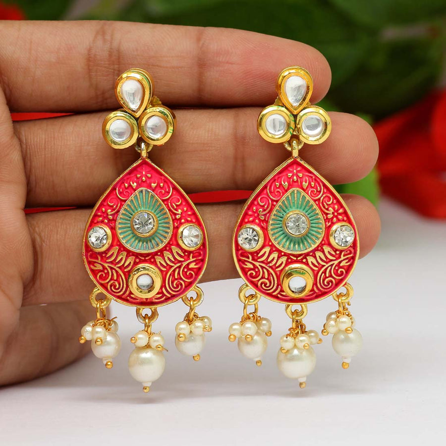 Rani Color Mint Meena Earrings (MNTE381RNI)