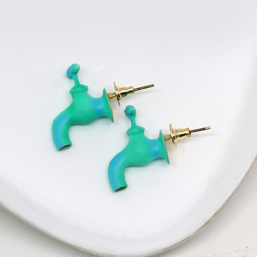 Rama Green Color Glass Stone Mint Meena Earrings (MNTE394RGRN)