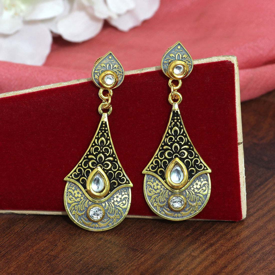 Black Color Mint Meena Earrings (MNTE396BLK)