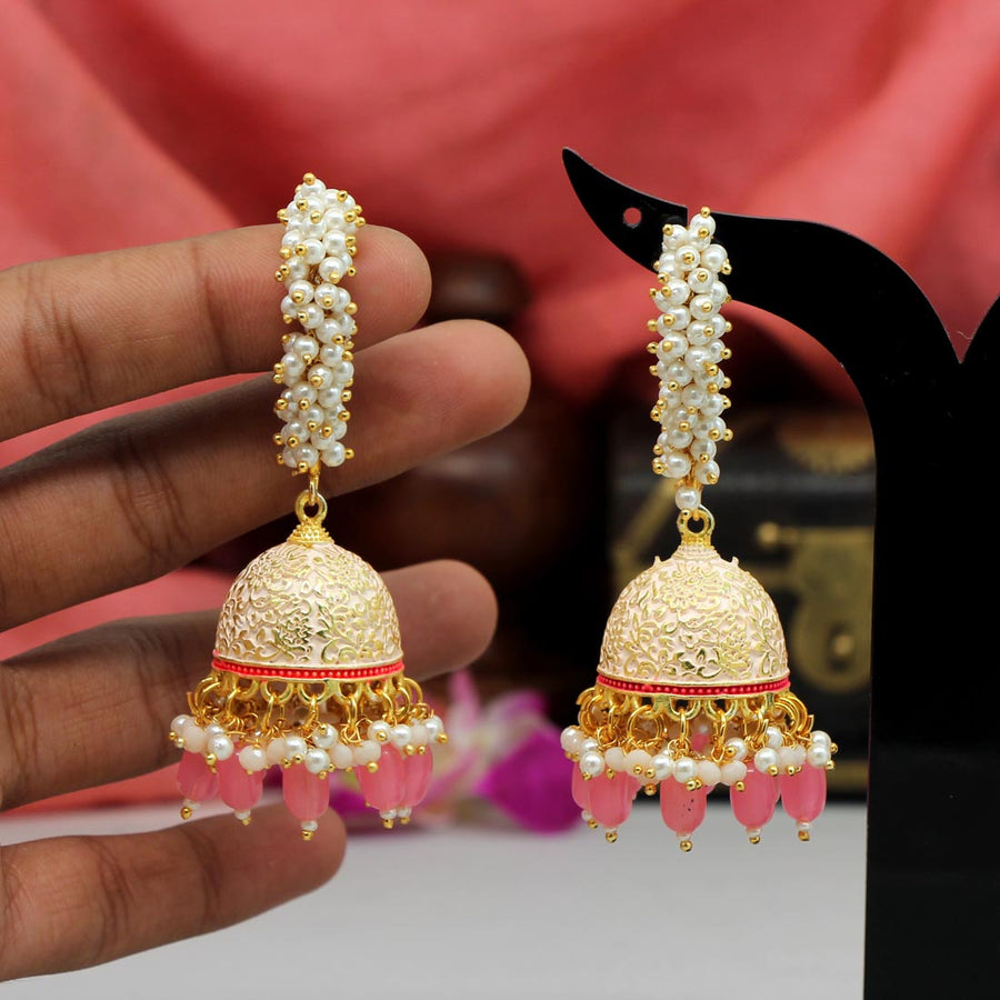 Pink Color Mint Meena Earrings (MNTE406PNK)