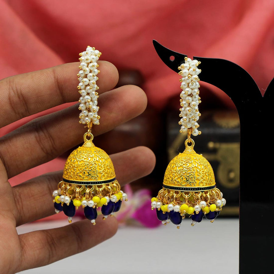 Yellow Color Mint Meena Earrings (MNTE406YLW)