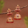 Red Color Goddess Lakshmi Oxidised Mint Meena Earrings (MNTE478RED)