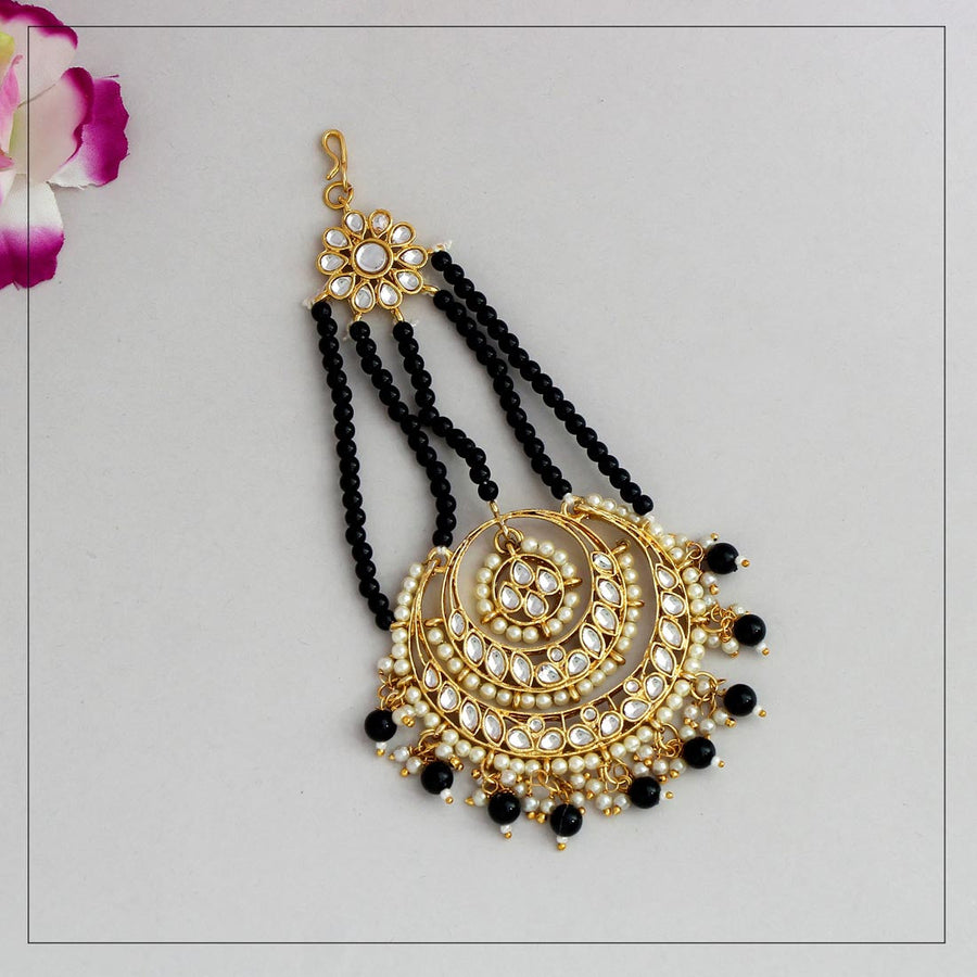 Black Color Kundan Maang Pasa (MPS144BLK)