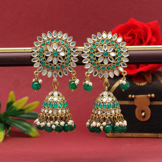Green Color Mirror Earrings (MRE125GRN)