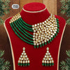 Green Color Mirror Kundan Necklace Set (MRN104GRN)