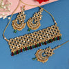 Maroon & Green Color Kundan Mirror Necklaces Set (MRN108MG)