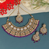 Purple Color Kundan Mirror Necklaces Set (MRN117PRP)