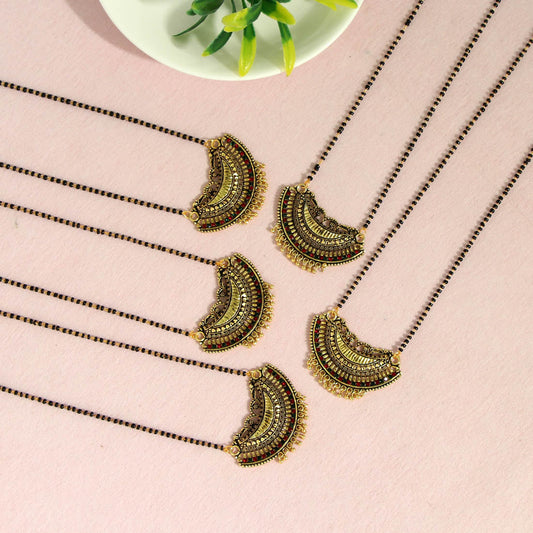 Maroon & Green Color 5 Piece Of Mangalsutra Combo (MS158CMB)