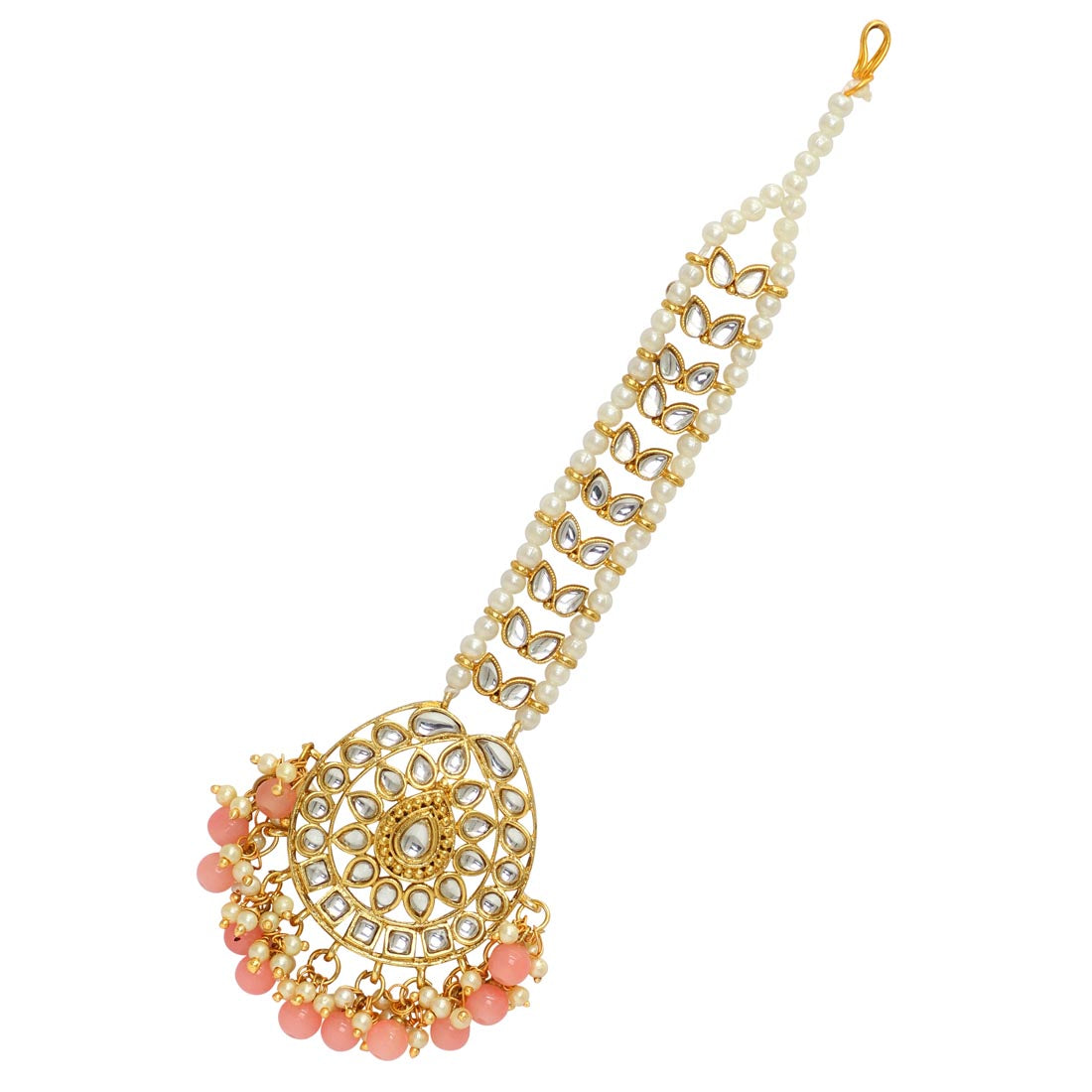 Peach Color Kundan Maang Tikka (MTK221PCH)