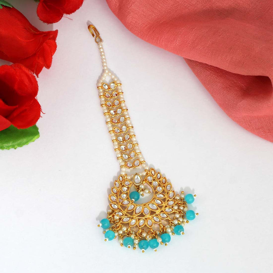 Firozi Color Kundan Maang Tikka (MTK415FRZ)