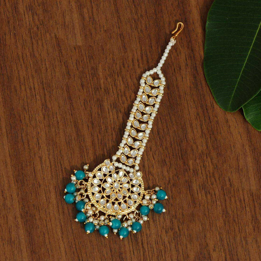 Firozi Color Kundan Maang Tikka (MTK441FRZ)