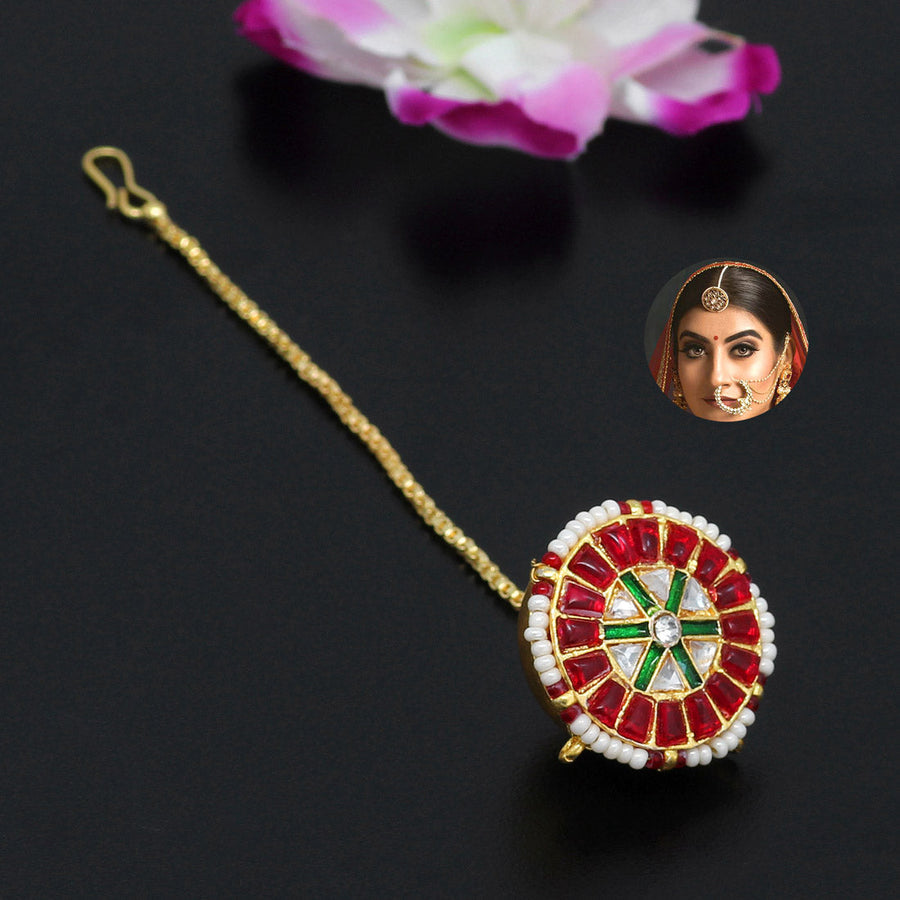 Rani Color Glass Stone Borla Tikka (MTK464RNI)