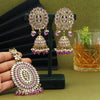 Purple Color Mirror Kundan Earrings With Maang Tikka (MTKE459PRP)