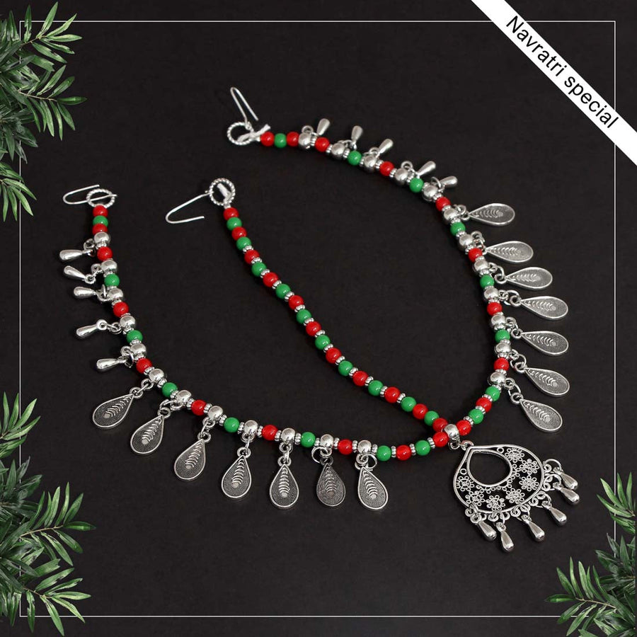 Red & Green Color Color Beads Oxidised Matha Patti (MTP190REDGRN)