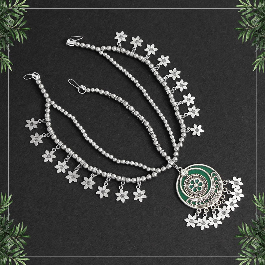 Green Color Oxidised Matha Patti (MTP202GRN)
