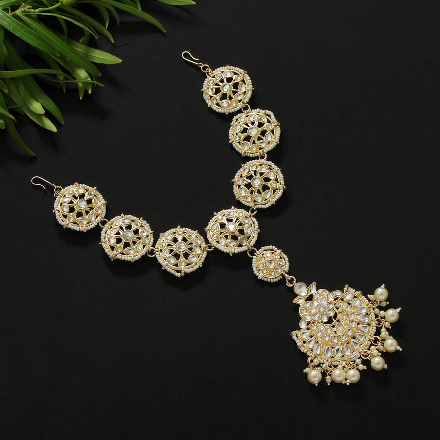 White Color Kundan Matha Patti (MTP231WHT)