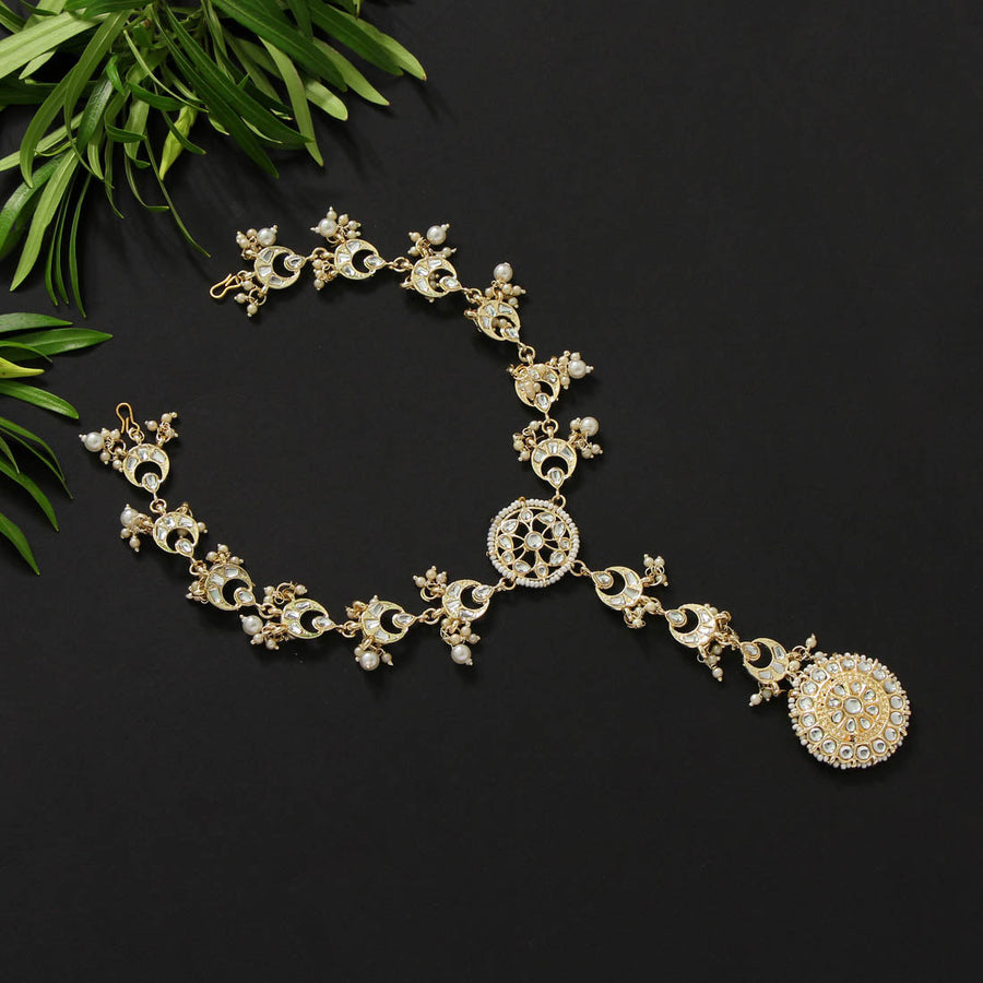 White Color Kundan Matha Patti (MTP236WHT)