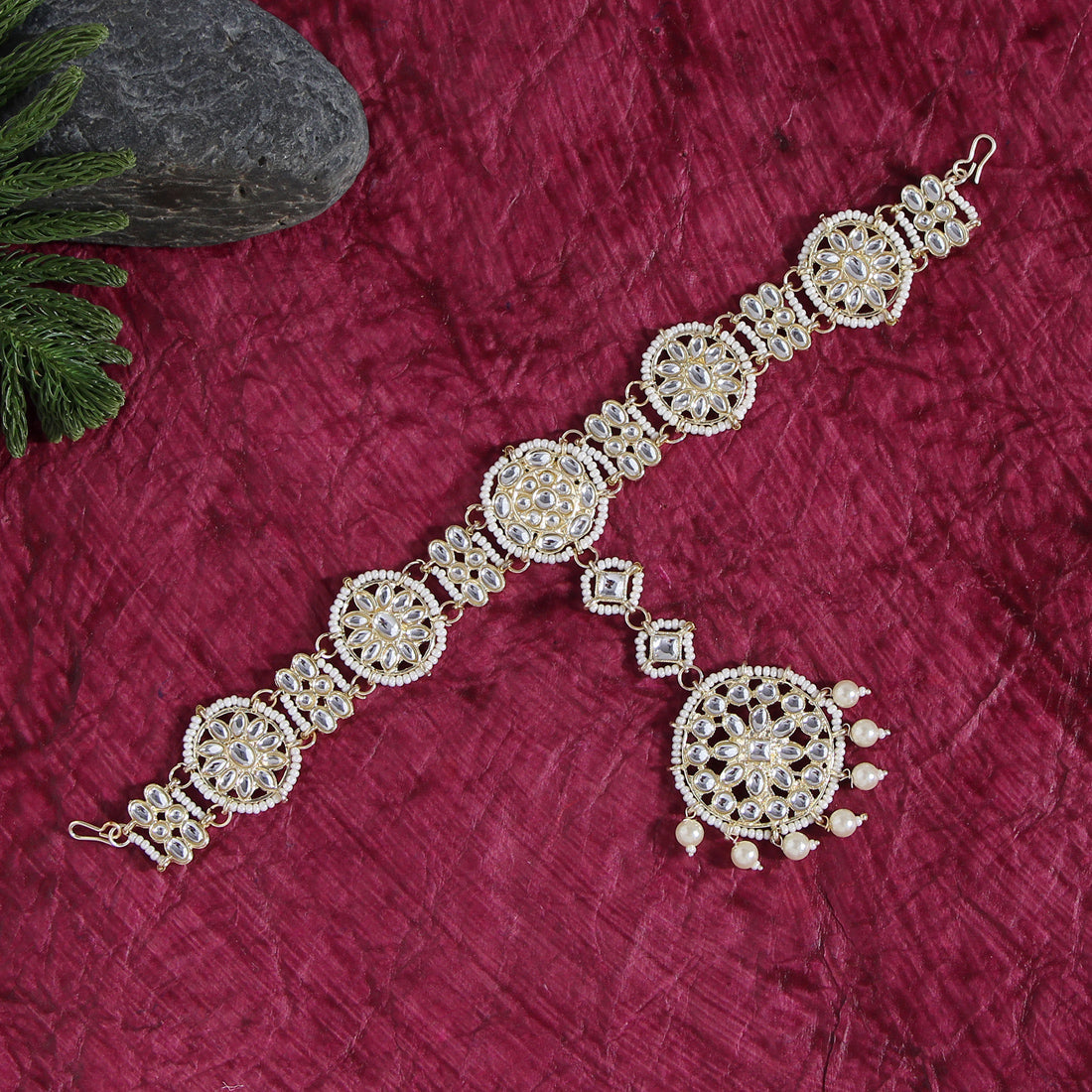 White Color Kundan Matha Patti (MTP337WHT)