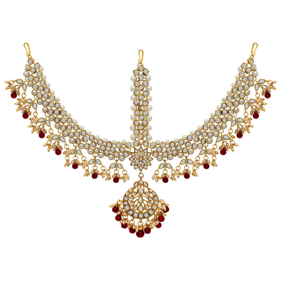 Maroon Color Kundan Work Matha Patti For Women (MTP42MRN)