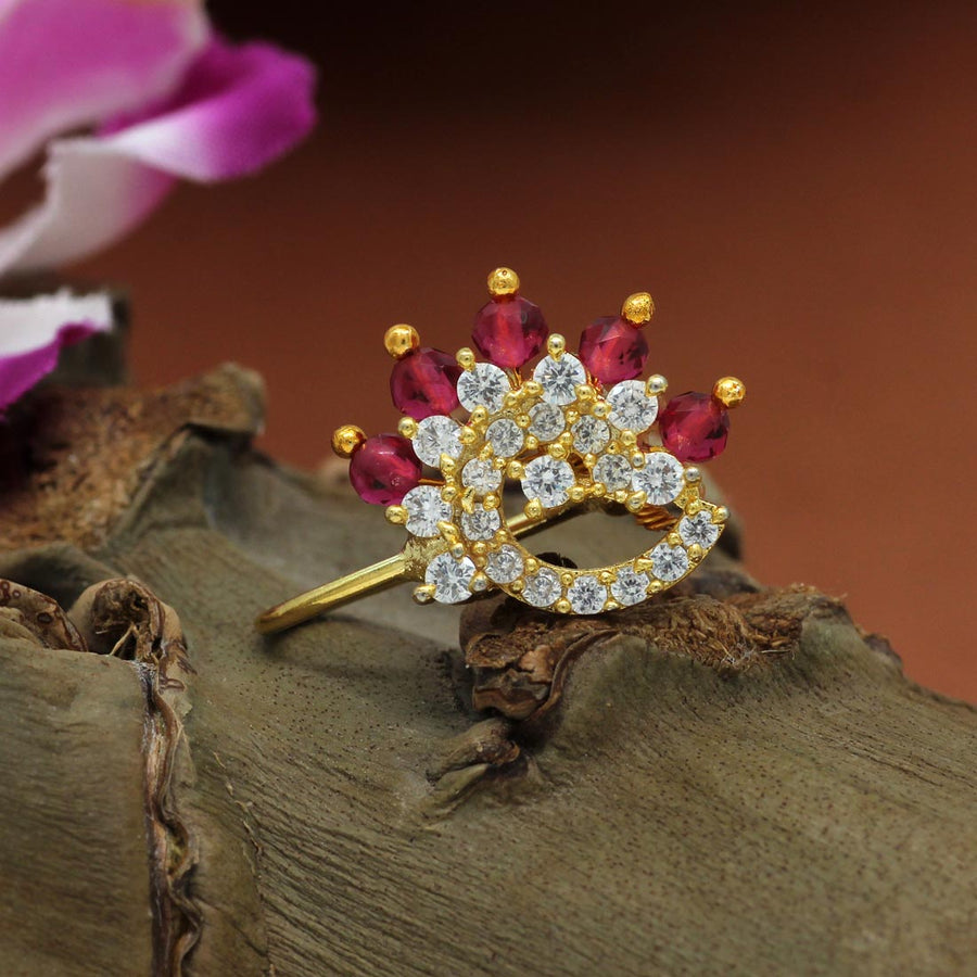 Rani Color American Diamond Nose Pin (NSP104RNI)