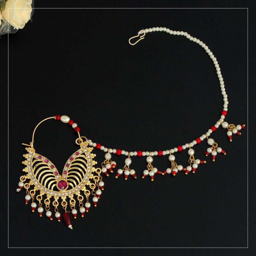 Rani Color Glass Stone Nose Nath (NTH283RNI)