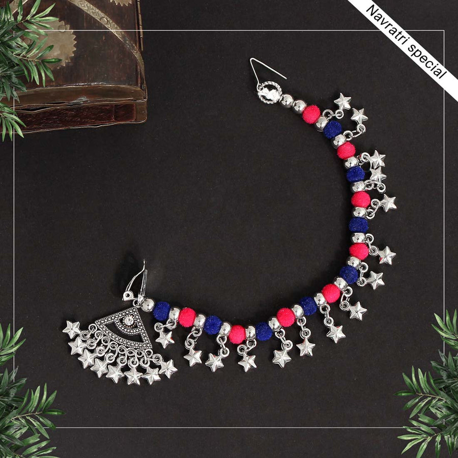 Blue Color Glass Stone Oxidised Nose Nath (NTH290BLU)