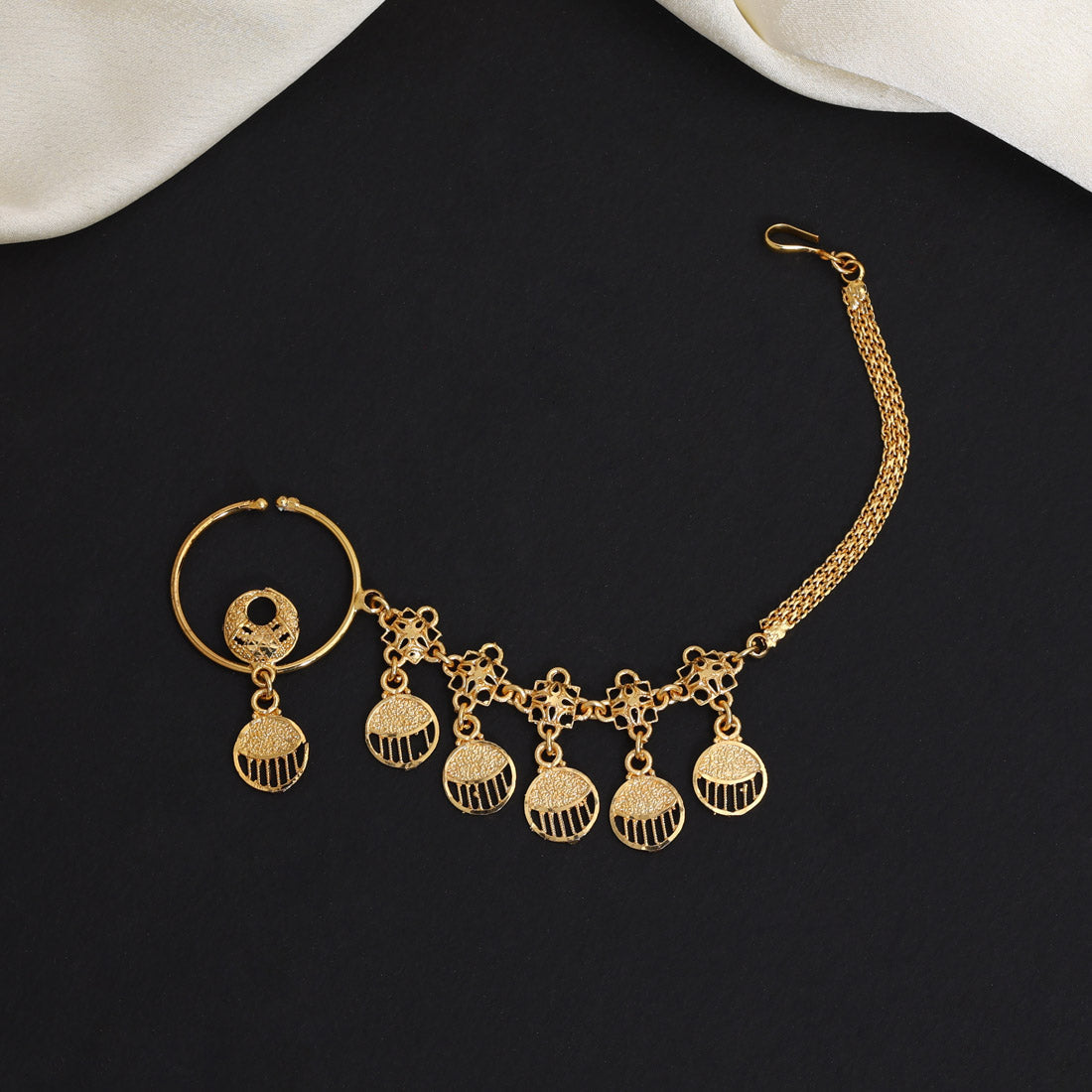 Gold Color Gold Plated Nose Nath (NTH328GLD)