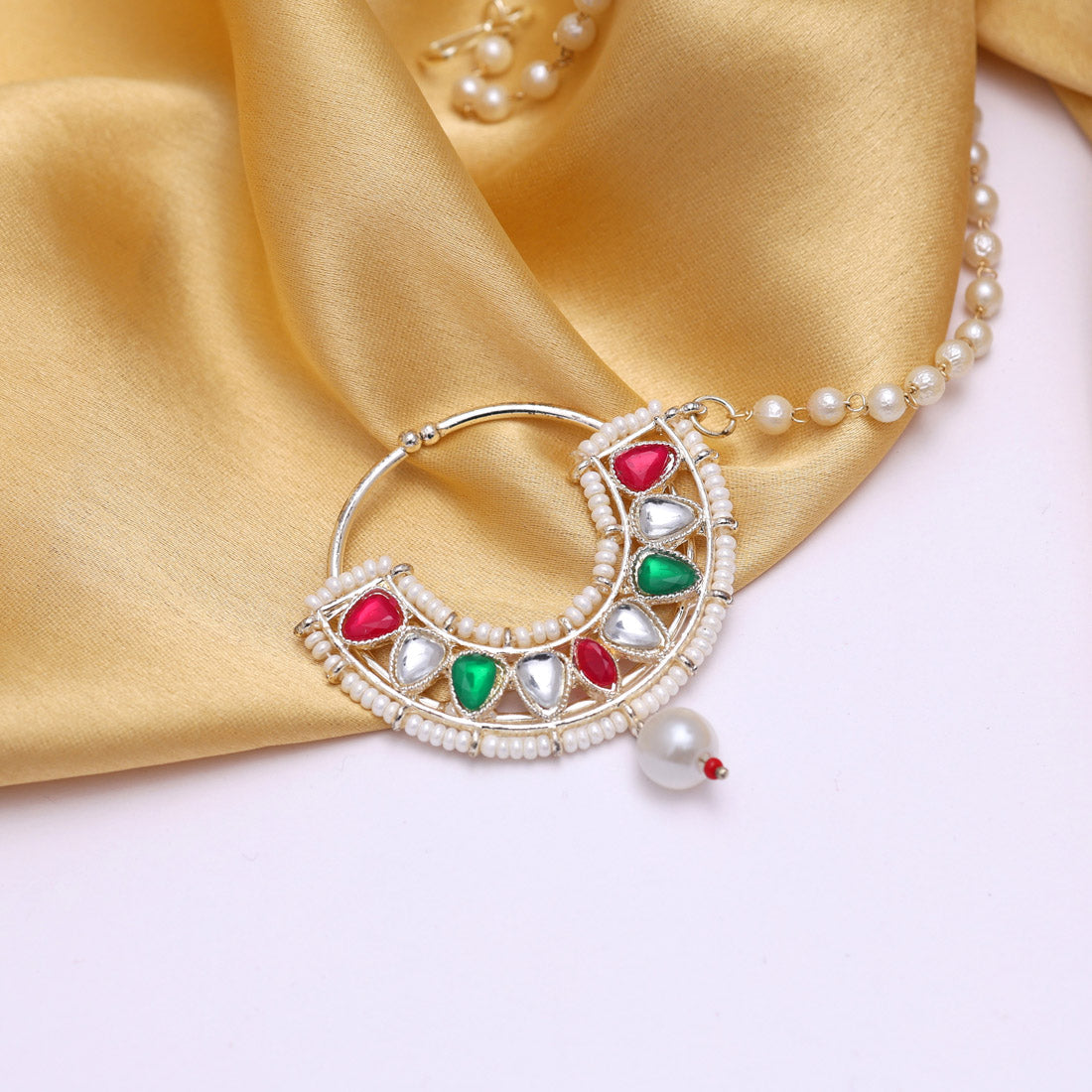 Maroon & Green Color Nose Nath (NTH333MG)