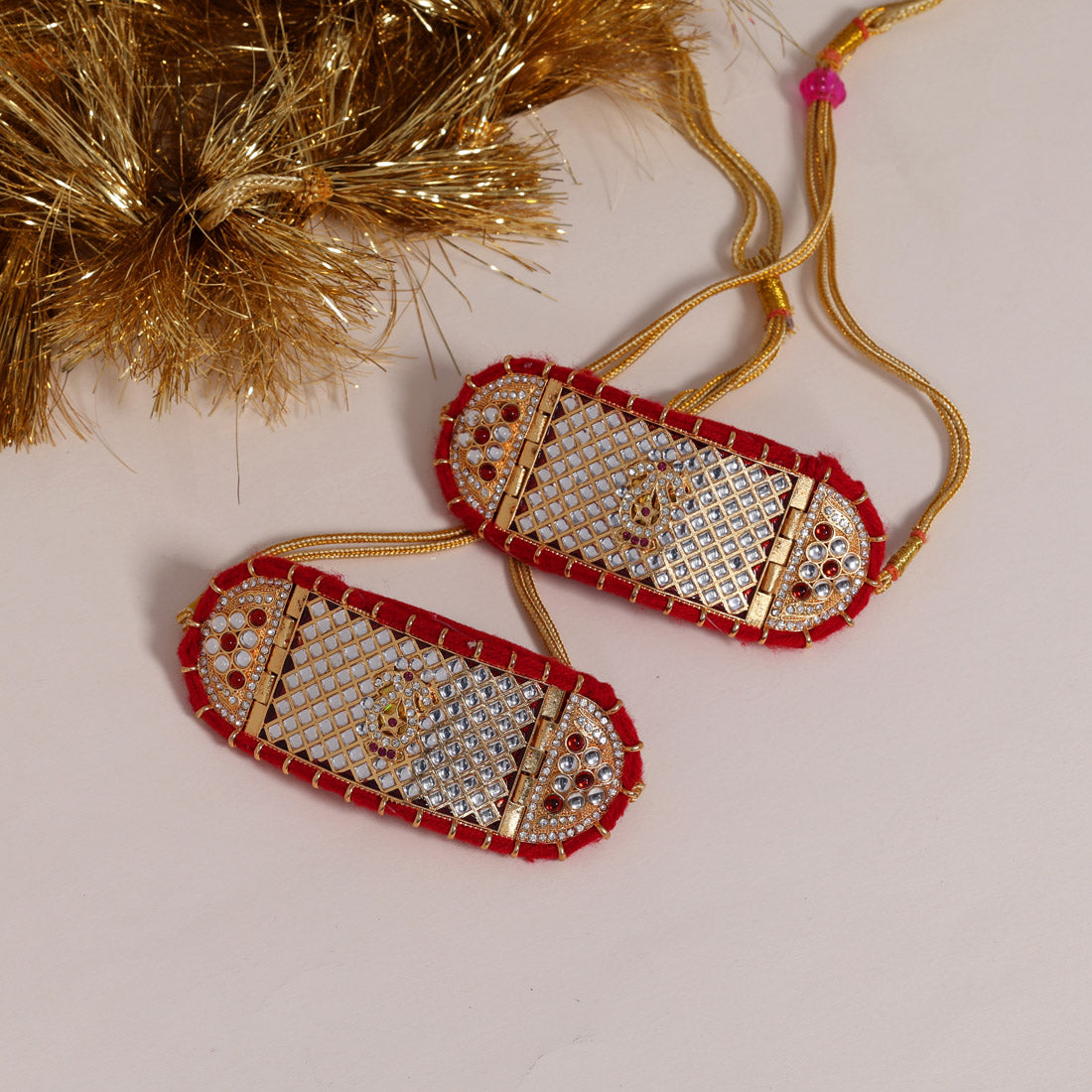 Red Color Royal Rajput Jewellry Rajasthani Pochi Bajubandh Armlet (PHI101RED)