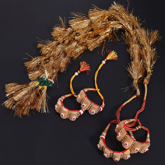 Gold Color Royal Rajput Jewellry Rajasthani Pochi Bajubandh Armlet Set (PHI105GLD)