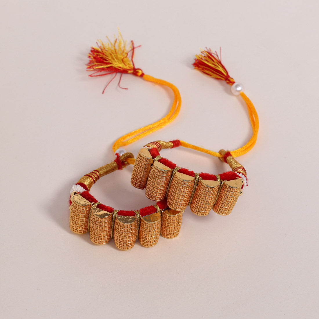 Red Color Royal Rajput Jewellry Rajasthani Pochi Bajubandh Armlet Set (PHI107RED)