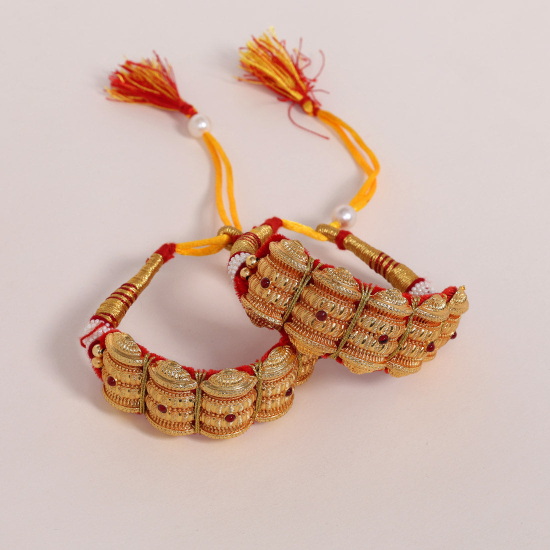 Red Color Royal Rajput Jewellry Rajasthani Pochi Bajubandh Armlet Set (PHI108RED)