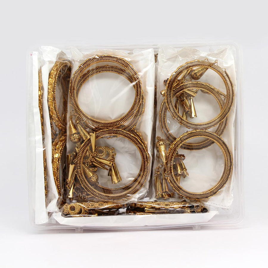 Gold Color 12 Set Of Bangles Combo Size(5 Set Of 2.6, 7 Set Of 2.8) (PLKBCMB261)