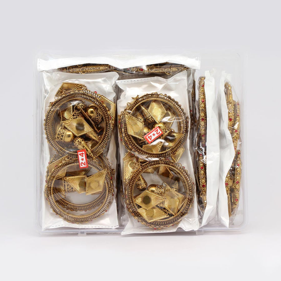 Gold Color 12 Set Of Bangles Combo Size(4 Set Of 2.4, 4 Set Of 2.6, 4 Set Of 2.8) (PLKBCMB263)