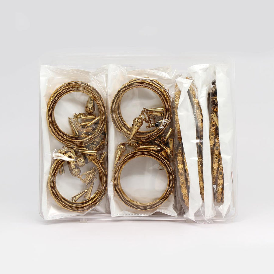 Gold Color 9 Set Of Bangles Combo Size(7 Set Of 2.4, 2 Set Of 2.6) (PLKBCMB294)