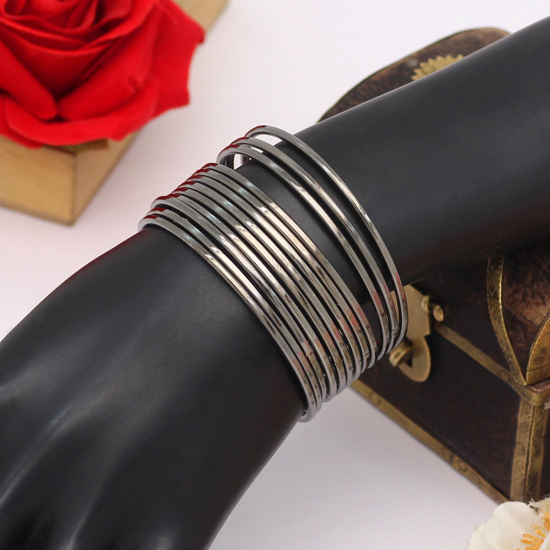 Black Color 12 Set Of Kids Bangles Combo Size(4 Set Of 1.12, 4 Set Of 1.14, 4 Set Of 2.0) (PLKBCMB497)
