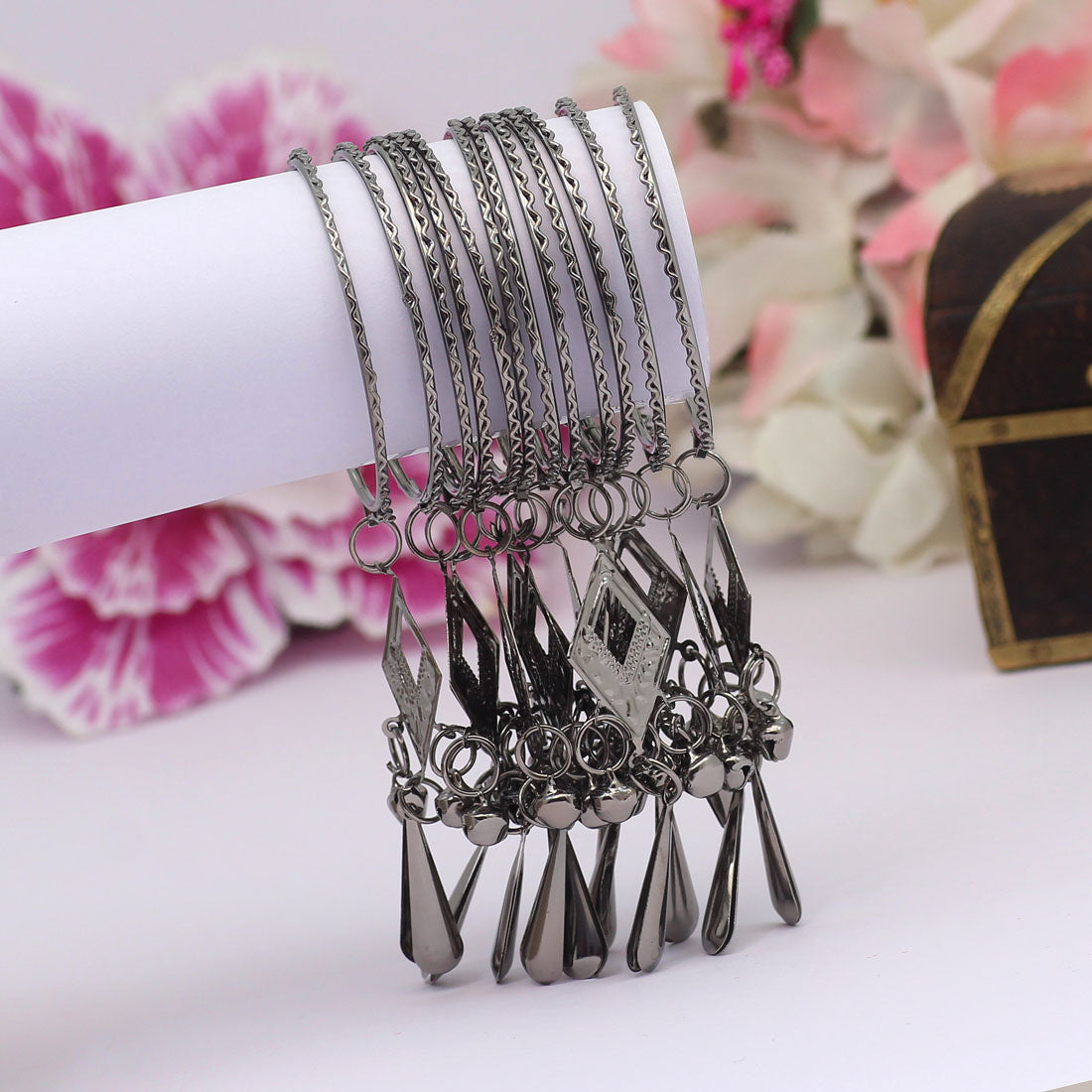 Black Color 11 Set Of Kids Bangles Combo Size(4 Set Of 1.12, 4 Set Of 1.14, 3 Set Of 2.0) (PLKBCMB512)