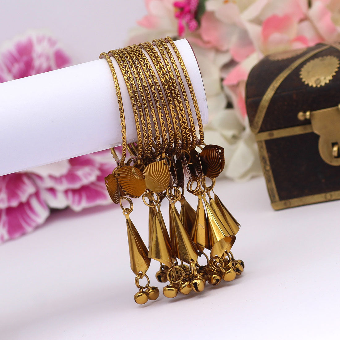 Gold Color 11 Set Of Kids Bangles Combo Size(3 Set Of 1.12, 4 Set Of 1.14, 4 Set Of 2.0) (PLKBCMB513)