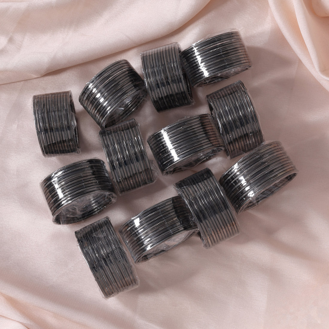 Black Silver Color 12 Set Of Kids Bangles Combo Size(4 Set Of 1.12, 4 Set Of 1.14, 4 Set Of 2.0) (PLKBCMB539)