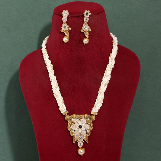 Gold Color Stone Necklace Set (PN730GLD)