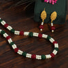 Maroon & Green Color Stone Necklace Set (PN735MG)