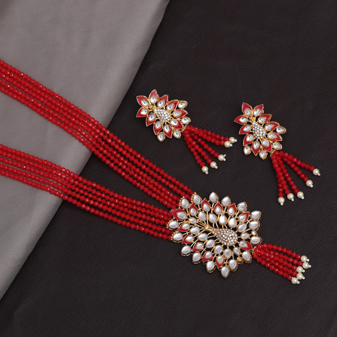Red Color Jewellery Rani Haar (PN768RED)