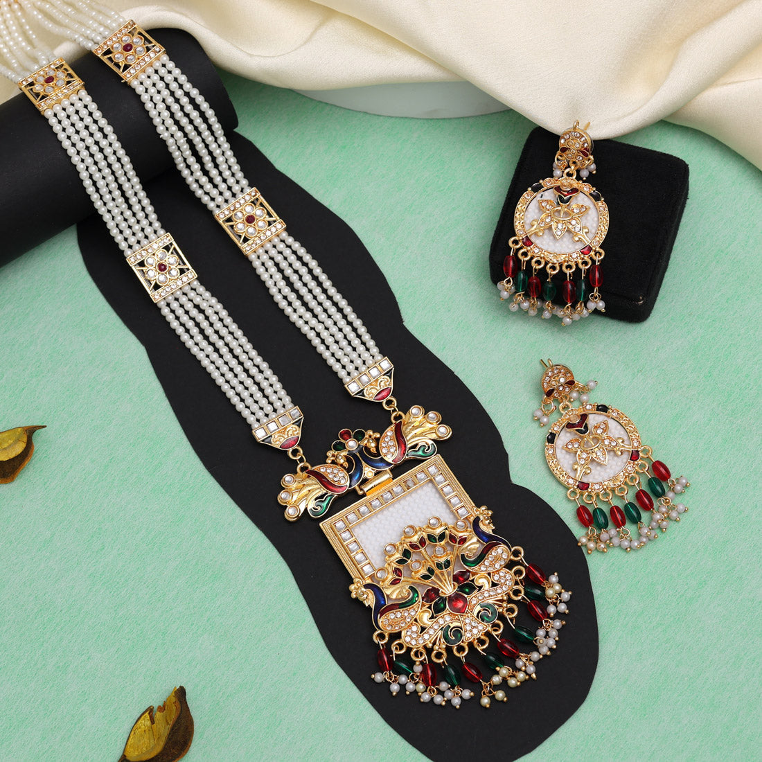 Multi Color Meena Work Rajputi Jewellery Rani Haar – Eindiawholesale