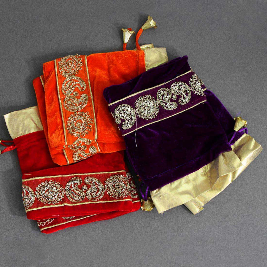 Assorted Color 6 Potli Velvet Bags (PTB116CMB)