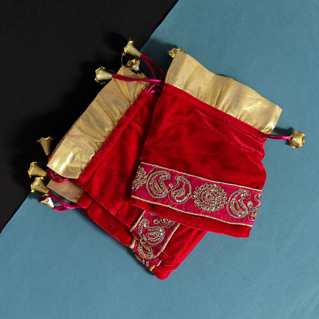 Rani Color Velvet 5 Potli Velvet Bags (PTB211CMB)