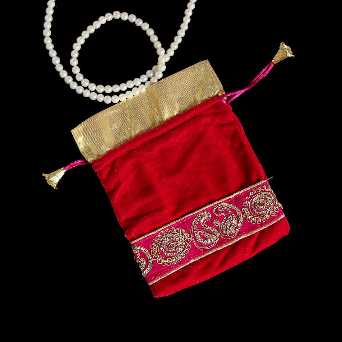 Rani Color Velvet 5 Potli Velvet Bags (PTB211CMB)
