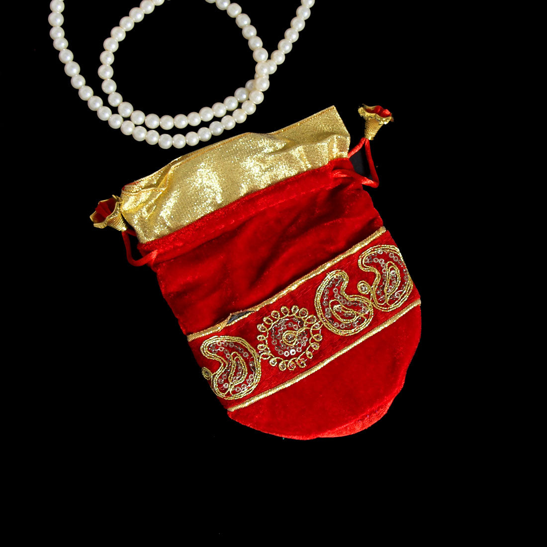 Red Color Velvet 10 Potli Velvet Bags (PTB212CMB)