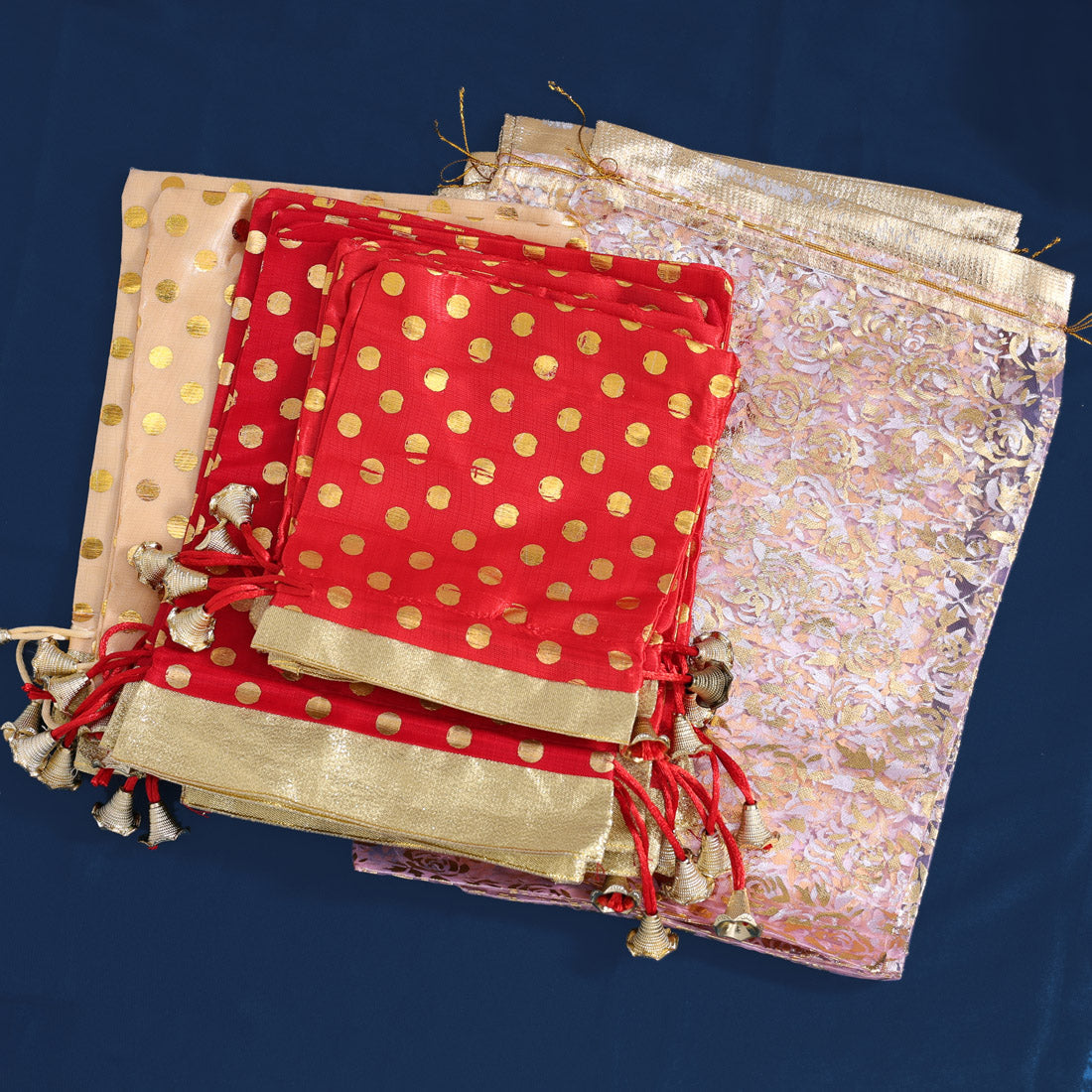 Assorted Color And Design 20 Potli Bags (PTB229CMB)